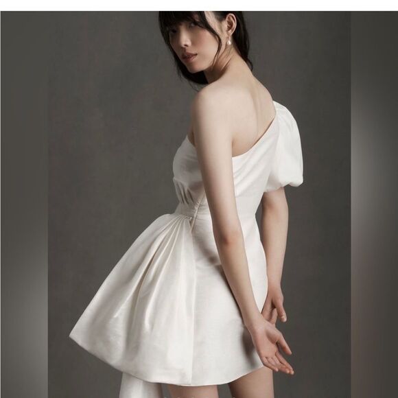 Sachin & Babi Dorien Puffed One-Shoulder Bow Train Wrap Mini Dress NWT $398 - Picture 8 of 8